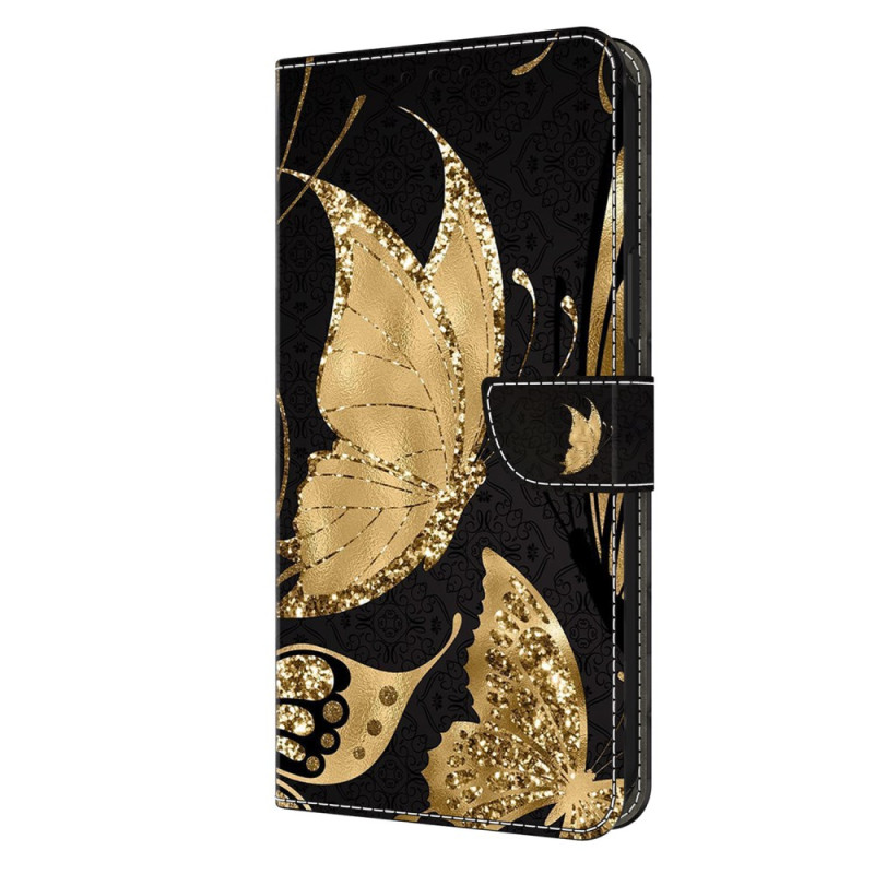 Capa para Honor Magic 6 Lite / X9b Gold Butterflies em preto