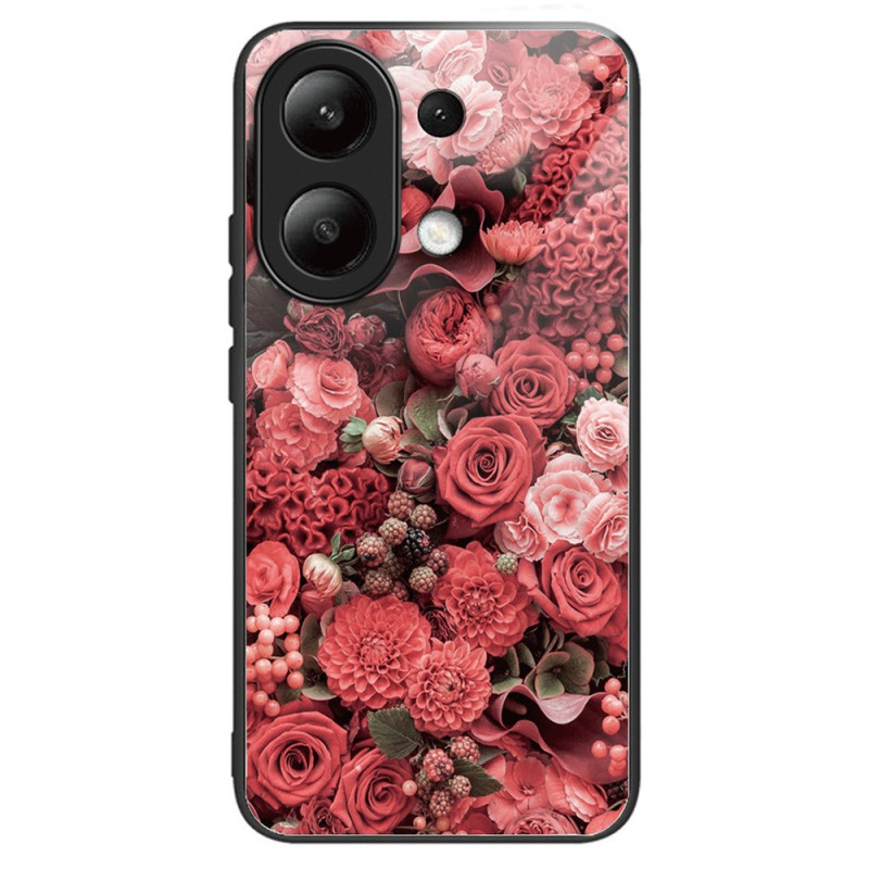 Capa Xiaomi Redmi Note 13 4GVidro temperado Flores vermelhas