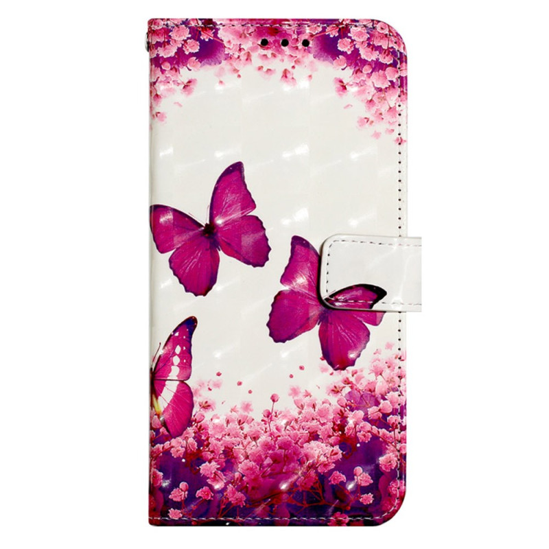 Xiaomi Redmi Note 13 4G Capa com fita adesiva cor-de-rosa com borboletas