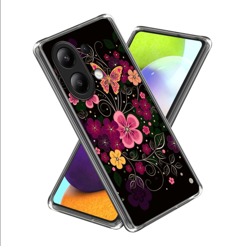 Capa para Xiaomi Redmi Note 13 4G Flores e Borboletas