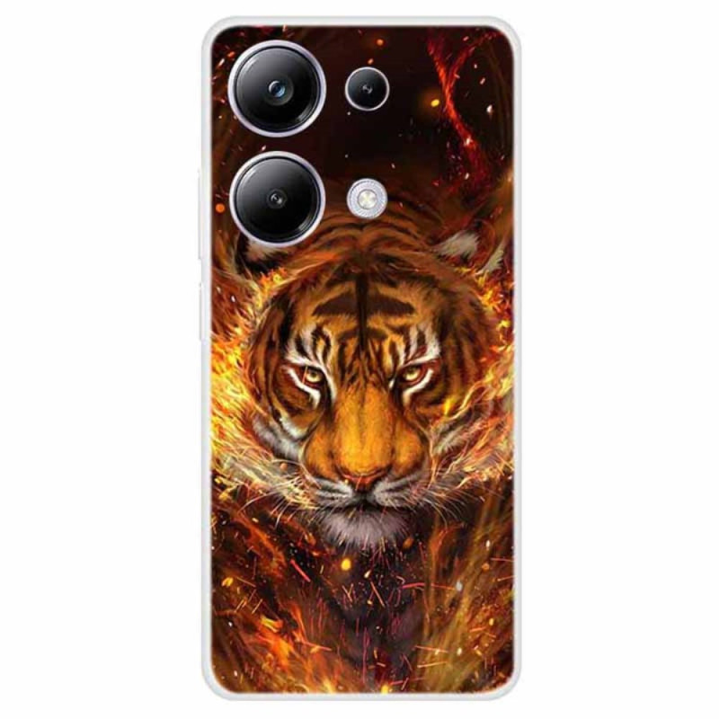 Capa Xiaomi Redmi Note 13 Pro 4G / Poco M6 Pro 4G Tigre em chamas