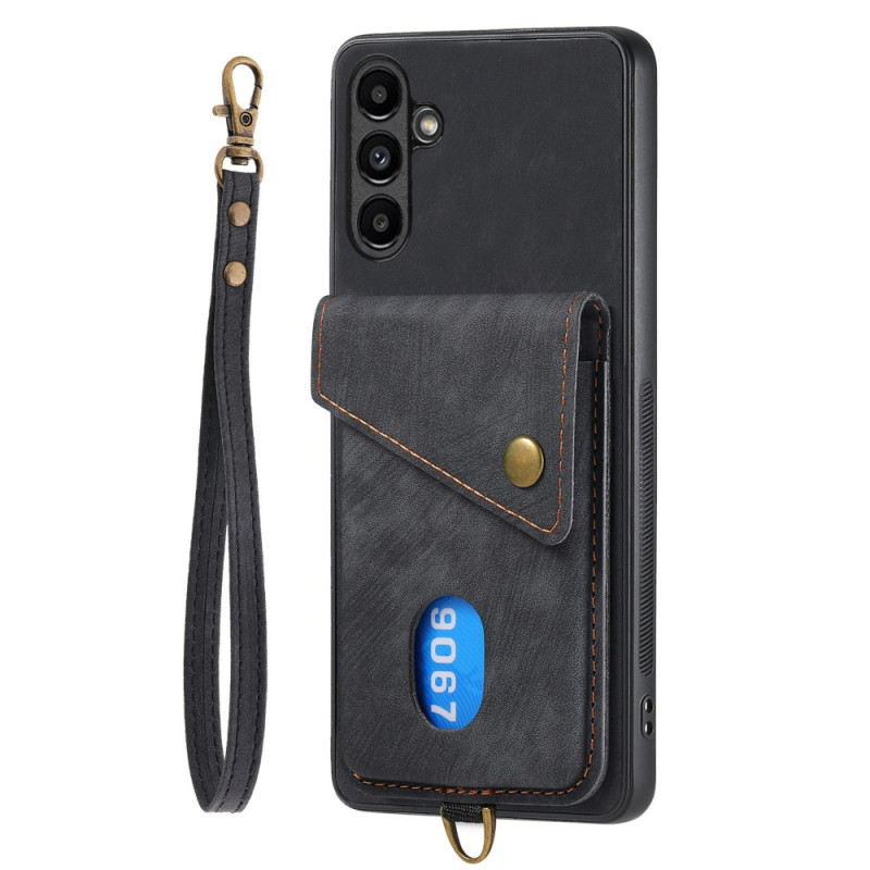 Capa para Samsung Galaxy M15 5G Suporte para cartão e cordão