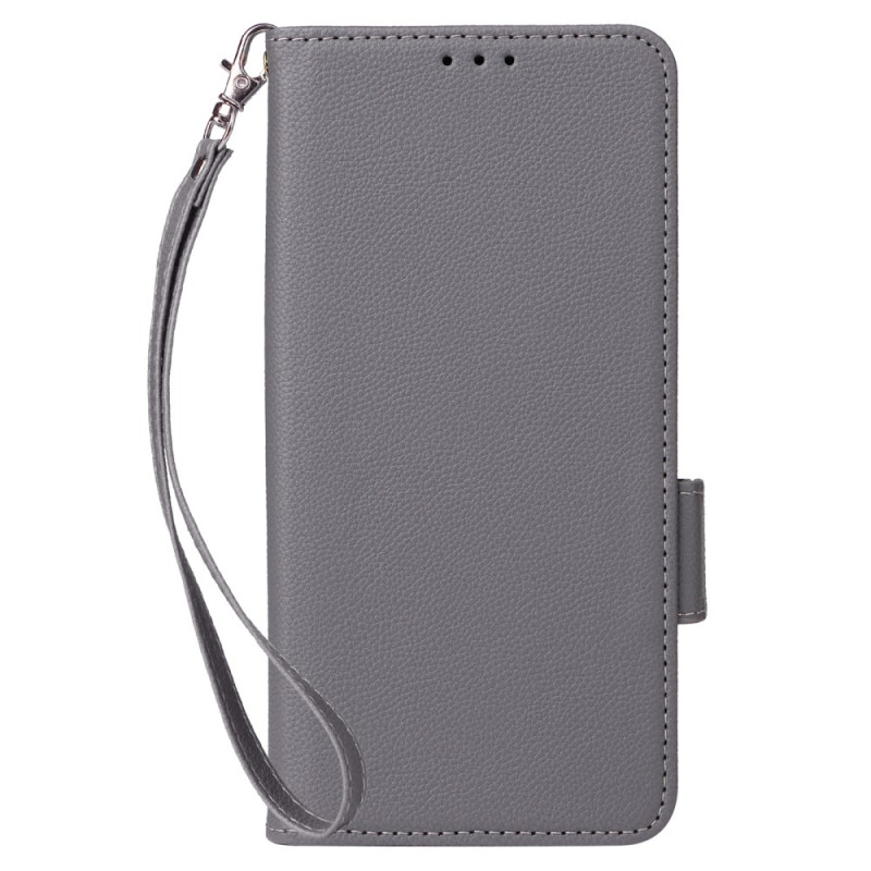 Capa de couro estilo Litchi para Samsung Galaxy M15 5G com alça