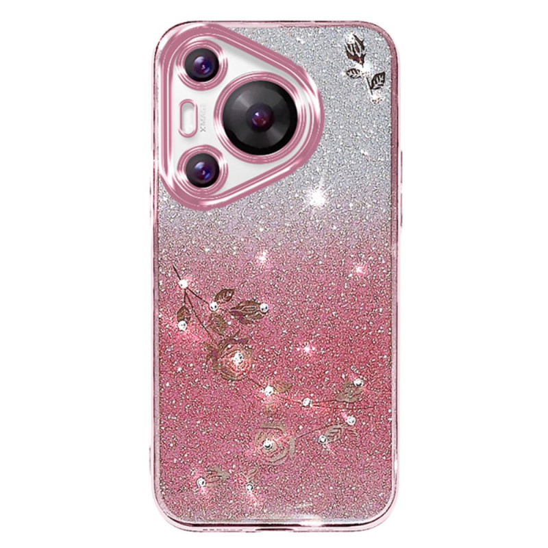 Capa para Huawei Pura 70 Pro com flores e strass KADEM