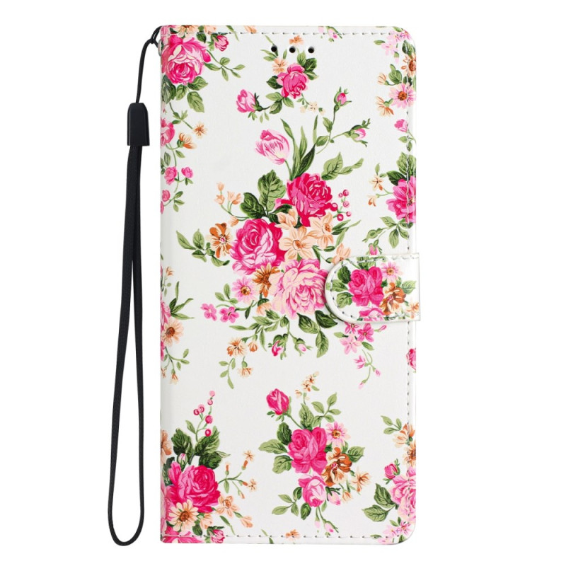 Capa Oppo A79 5G Red Flowers com bracelete