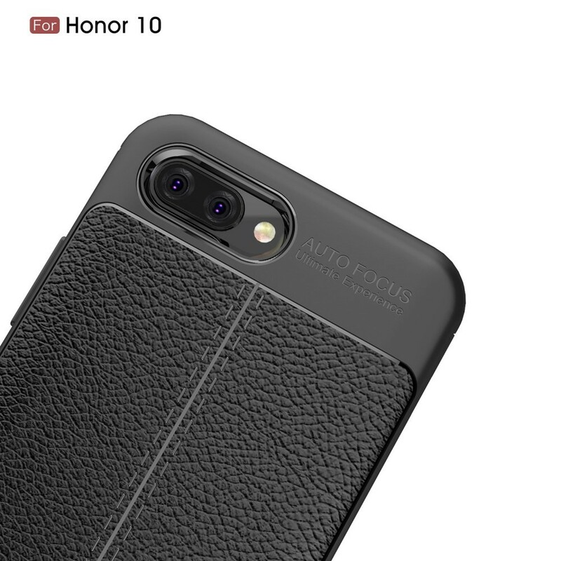 Huawei Honor 10 Leather Case Litchi Linha dupla