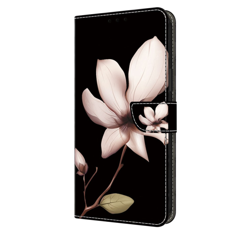 Capa Oppo A38 / A18 Flor cor-de-rosa sobre fundo preto