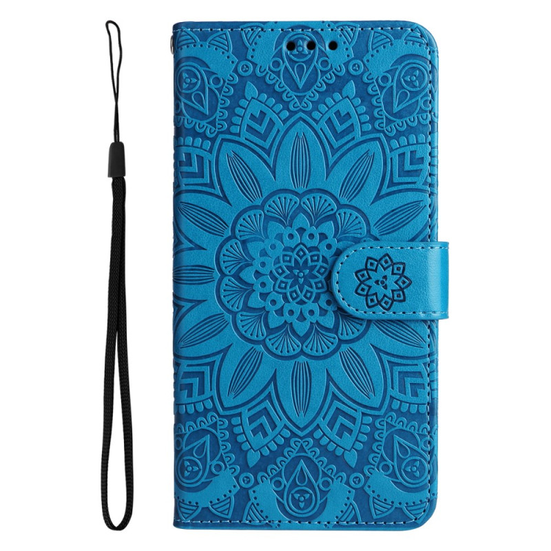 Capa com padrão de girassol para Oppo A38 com correia