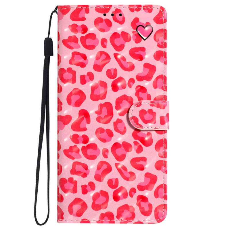 Capa com cordão para Oppo A78 Pink Leopard Print