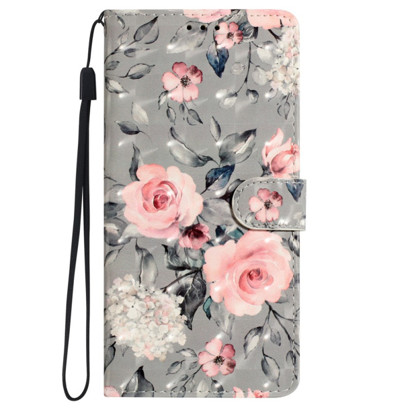 Capa para Oppo A78 Pink Flower Strap