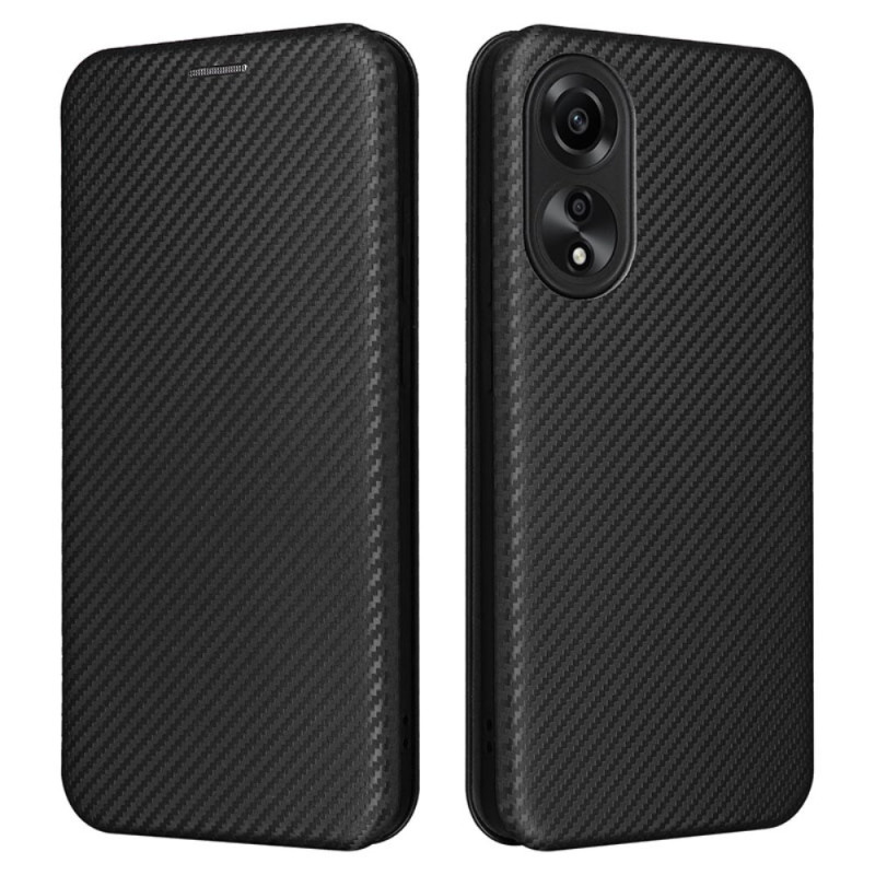 Capa flip Oppo A78 Fibra de carbono