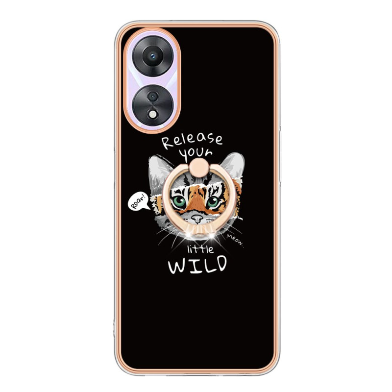 Capa Oppo A78 5G Suporte para anéis de gato e tigre