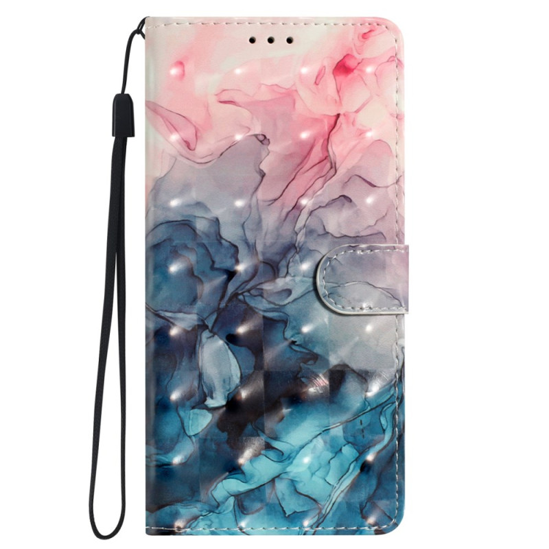 Capa Oppo A98 5G Marble Rosa e Azul com Bracelete