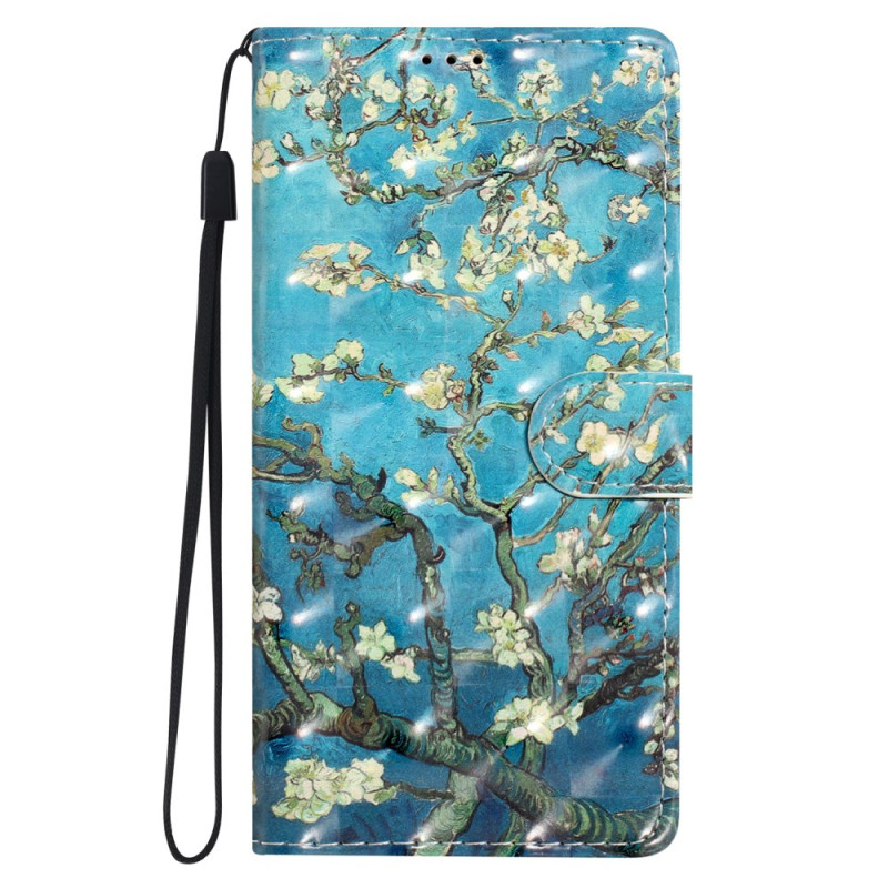 Housse Oppo A77 5G / A57 5G / 4G Fleurs d'Abricot à Lanière