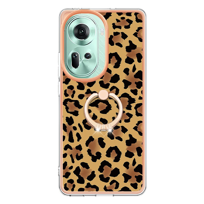 Capa Oppo Reno 11 5G Suporte de anel com impressão leopardo