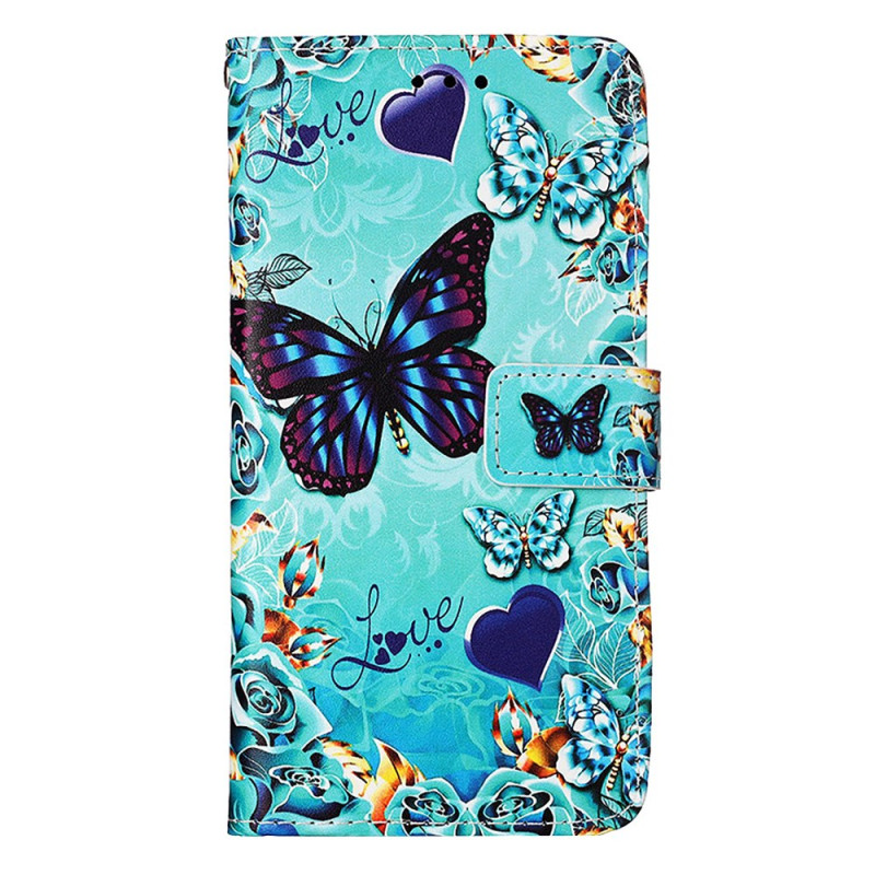 Xiaomi Redmi A3 Butterflies and Hearts Strap Case (capa com fita adesiva)