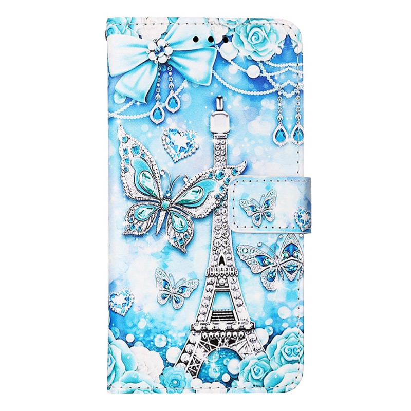 Xiaomi Redmi A3 / Poco C61 Capa com alça para torre Eiffel e borboleta