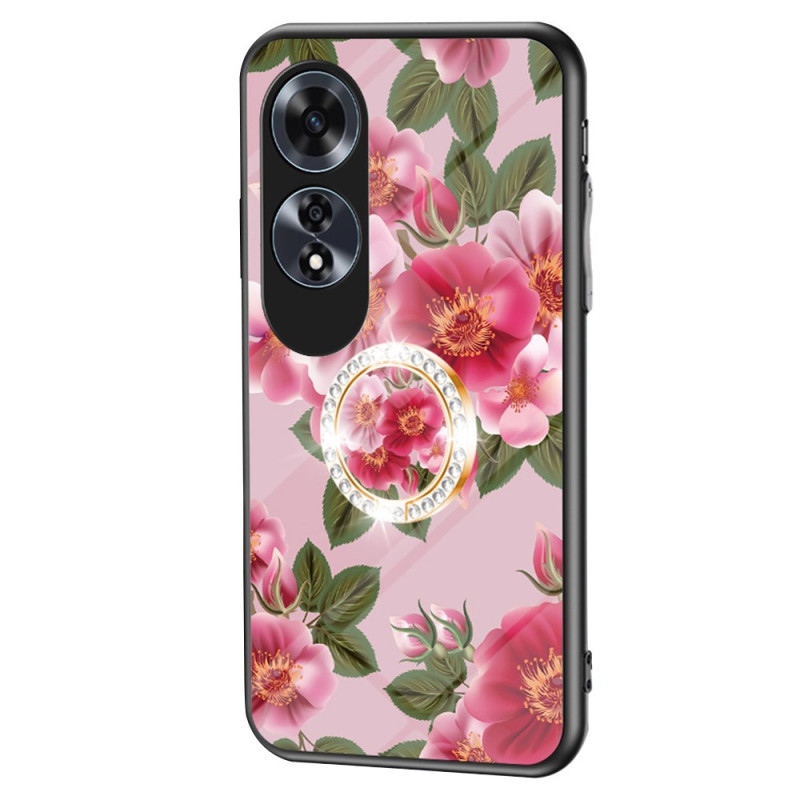 Oppo A60 Capa de vidro temperado Anel de suporte floral