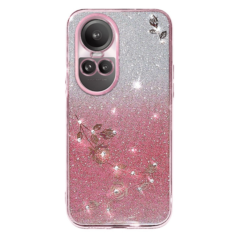 Capa Oppo Reno 10 / 10 Pro com flores e strass