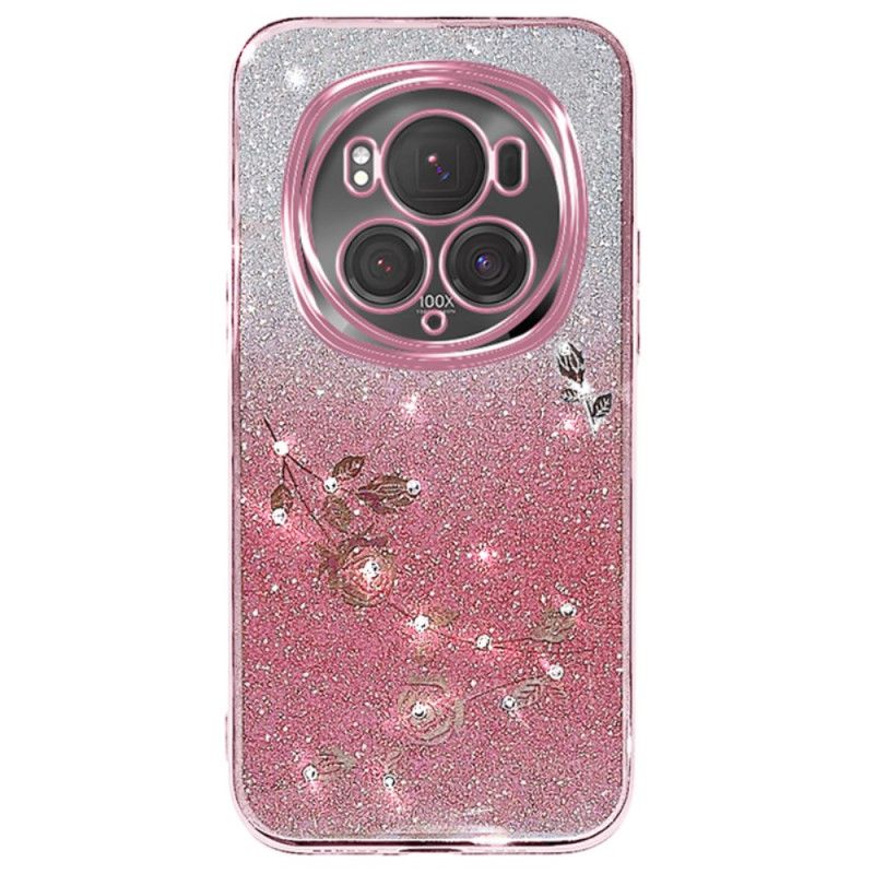 Capa para Honor Magic 6 Pro com flores e strass KADEM