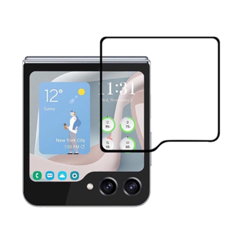 Protetor de ecrã de vidro temperado para Samsung Galaxy Z Flip 6 Bordos pretos
