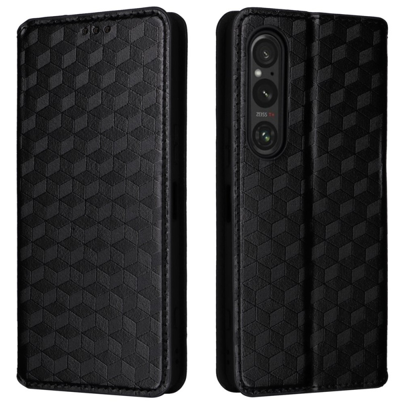 Capa Flip Cover Sony Xperia 1 VI 3D com padrão de diamante