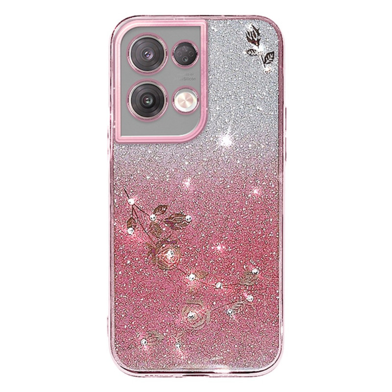 Capa para Oppo Reno 8 Pro com flores e strass KADEM