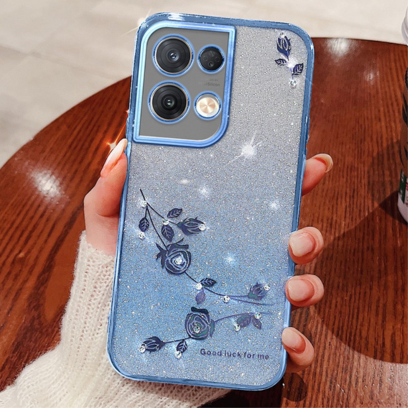 Capa para Oppo Reno 8 Pro com flores e strass KADEM