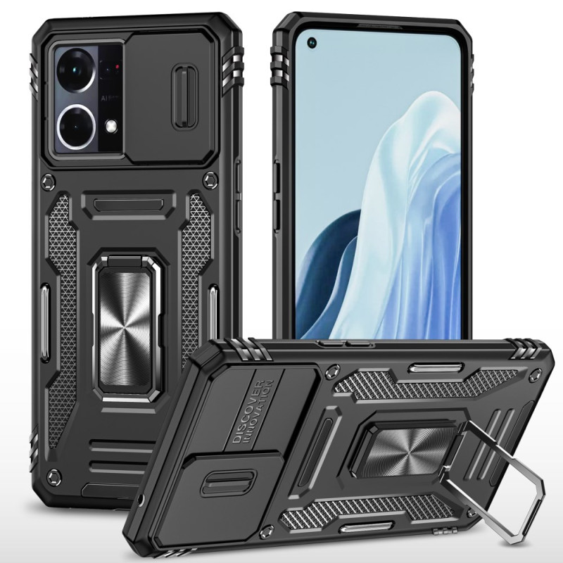 Capa para Oppo Reno 7 Proteção deslizante da protecção para lente
 e anel de suporte