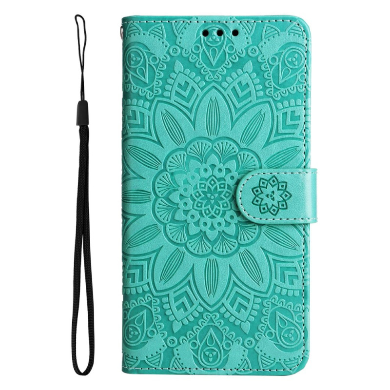 Capa Oppo Reno 7 com padrão de girassol e bracelete