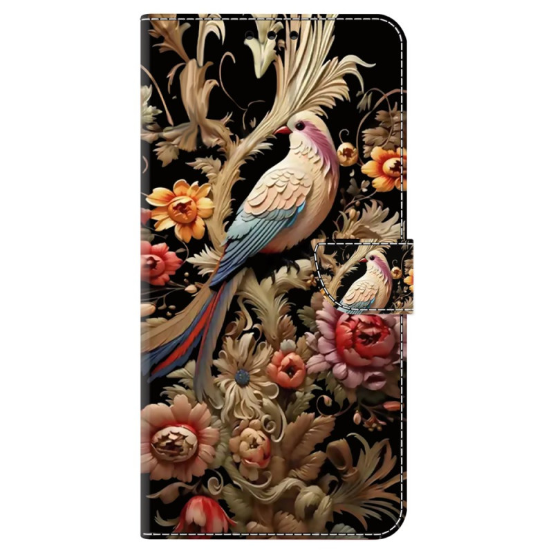 Capa Xiaomi Redmi 13C 5G/13C 4G / Poco C65 Vintage com flores e pássaros