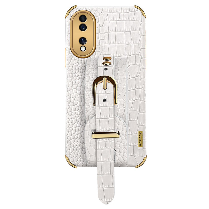 Capa estilo crocodilo com suporte de bracelete para o Honor 70