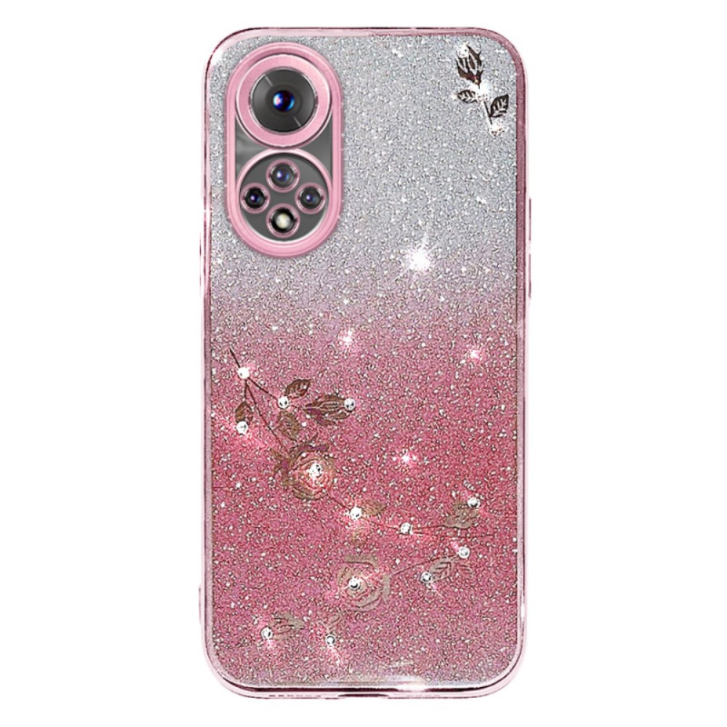 Capa para Honor 50 com flores e strass