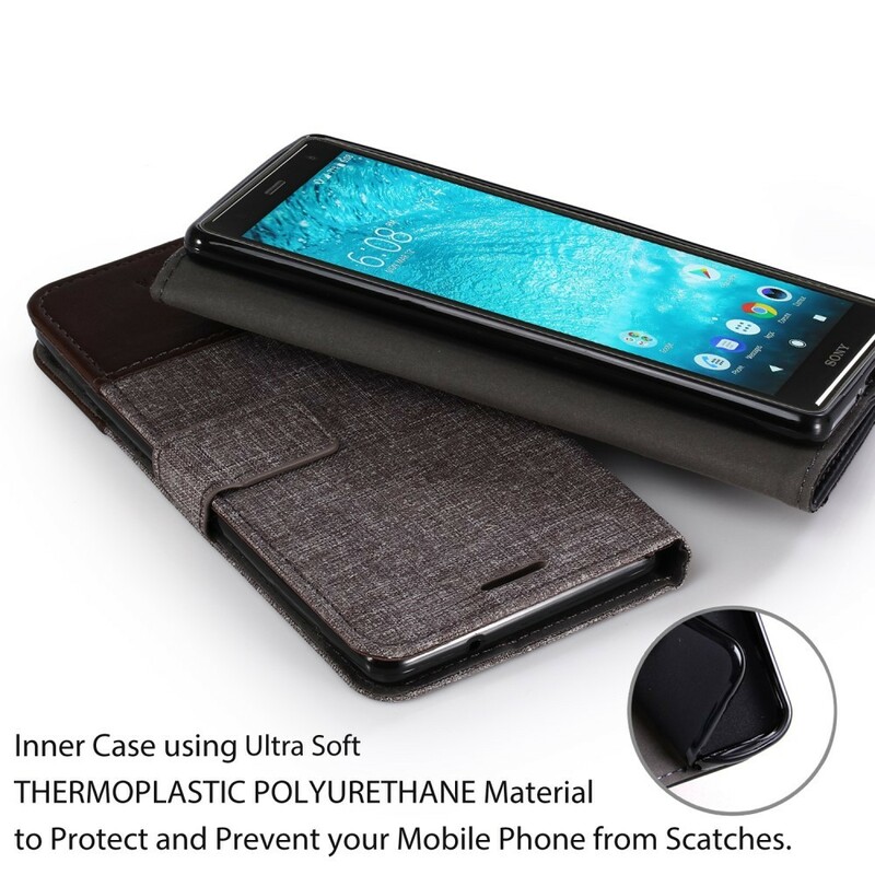 Capa de tecido e efeito couro Sony Xperia XZ2 Muxma Capa de tecido e efeito couro Sony Xperia XZ2 Muxma
