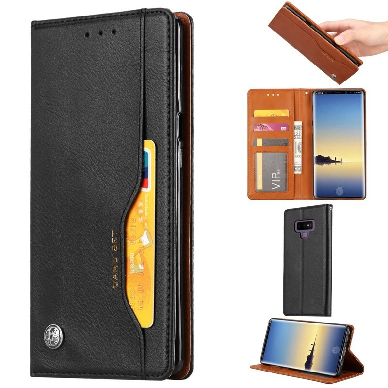 Capa Flip Capa Samsung Galaxy Note 9 Capa de cartão em pele