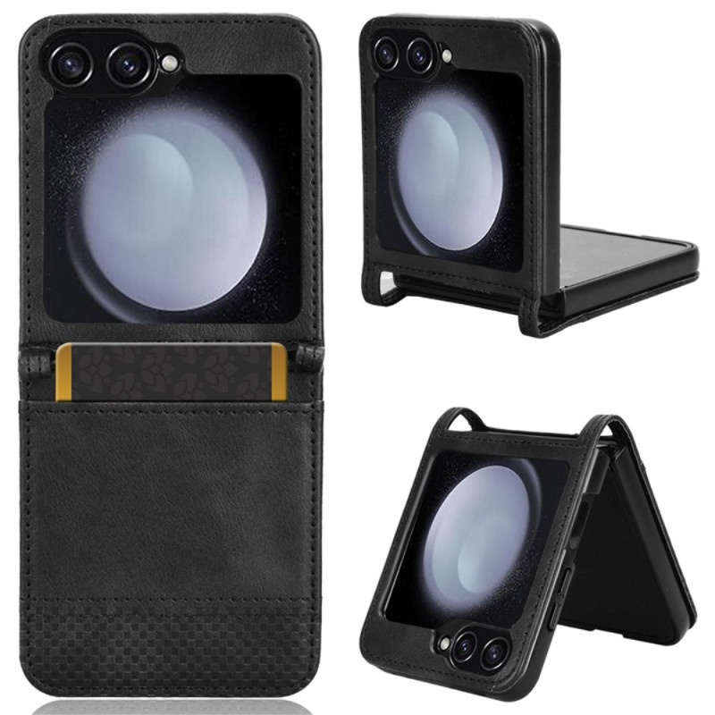 Samsung Galaxy Z Flip 6 Capa para cartão em pele estilo retro