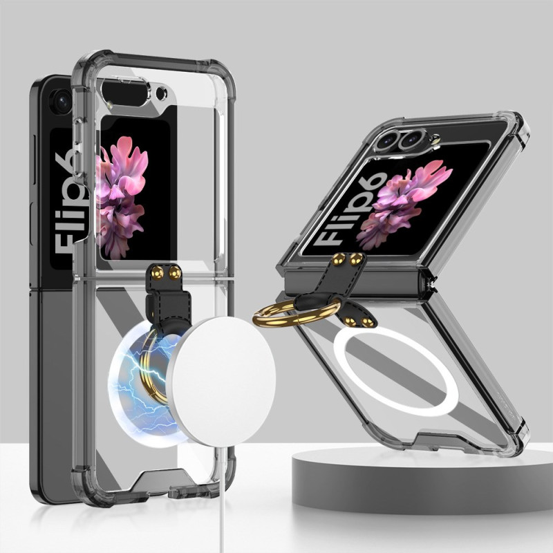 GKK Capa para Samsung Galaxy Z Flip6 5G Transparente MagSafe Compatível com Anel de Suporte GKK
