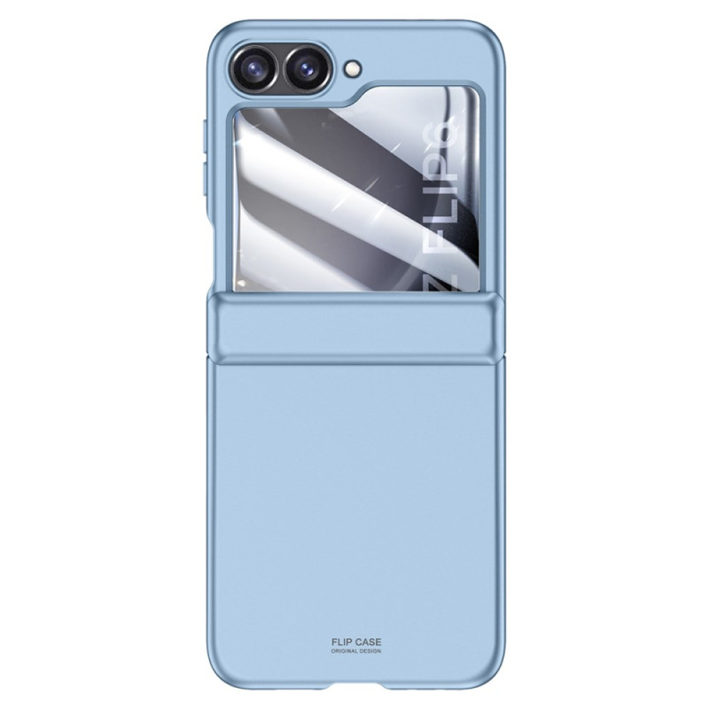 Capa para Samsung Galaxy Z Flip 6 5G com proteção de dobradiça e película de vidro temperado para o ecrã traseiro