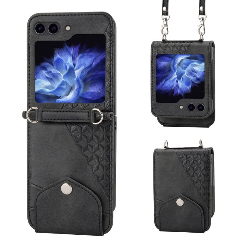 Samsung Galaxy Z Flip 6 Mock Leather Case Frieze com alça de ombro