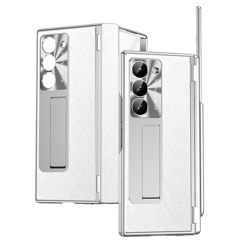 Samsung Galaxy Z Fold 6 Mock Leather Case Suporte e Stylus Holder