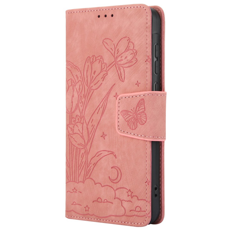 Capa com cordão para Motorola Edge 50 Pro com estampado floral