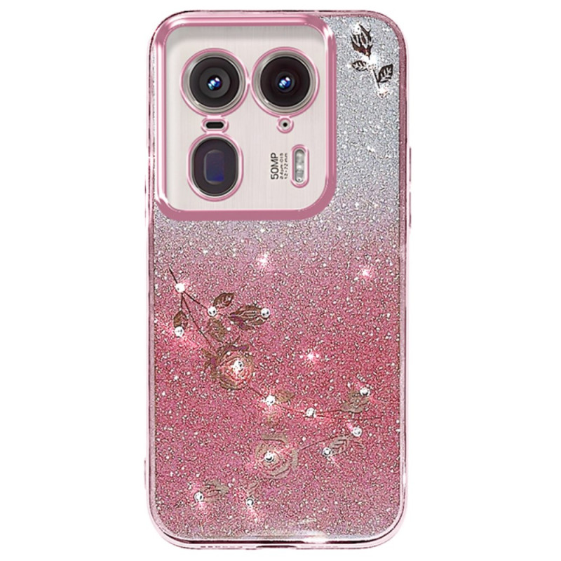 Capa Motorola Edge 50 Ultra Flores e Strass