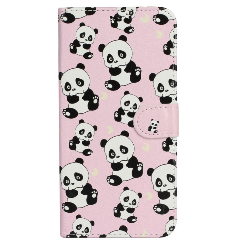 Capa iPhone 16 Pandas com cordão de pescoço