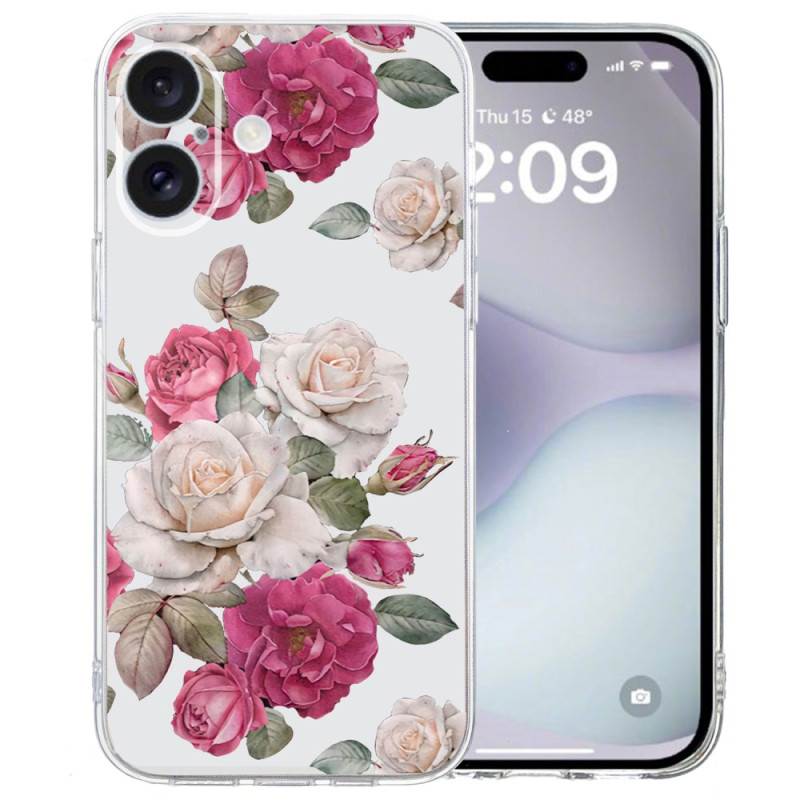 Capa iPhone 16 Transparent Edge Peonies