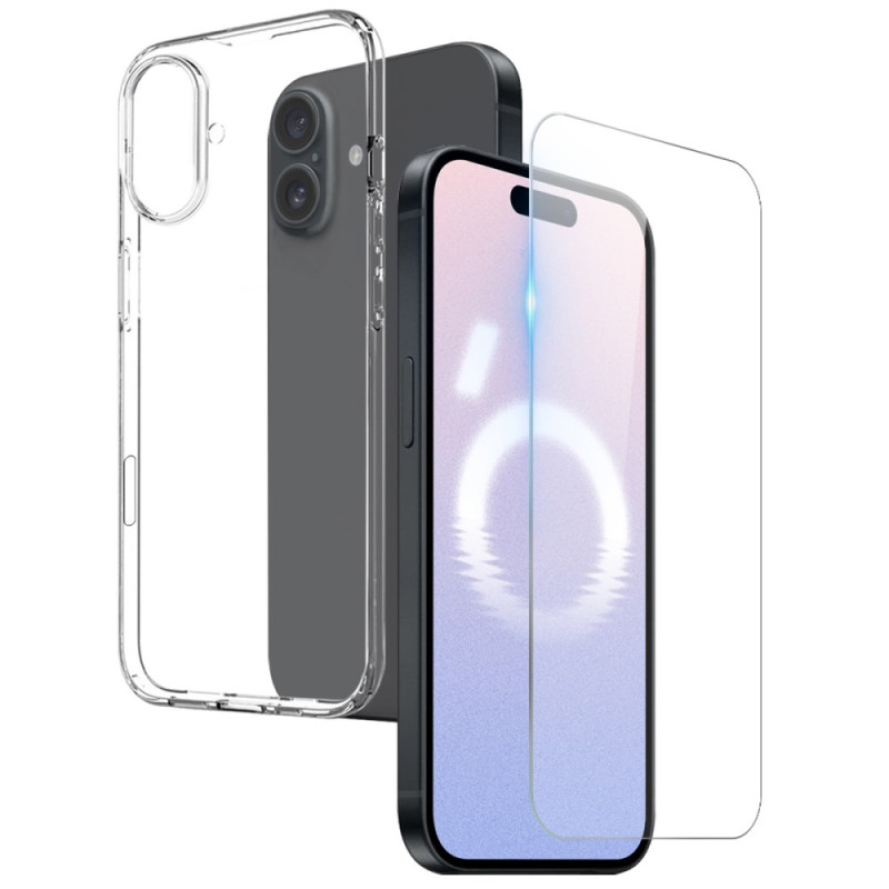 Capa transparente para iPhone 16 e protetor de ecrã em vidro temperado NORTHJO