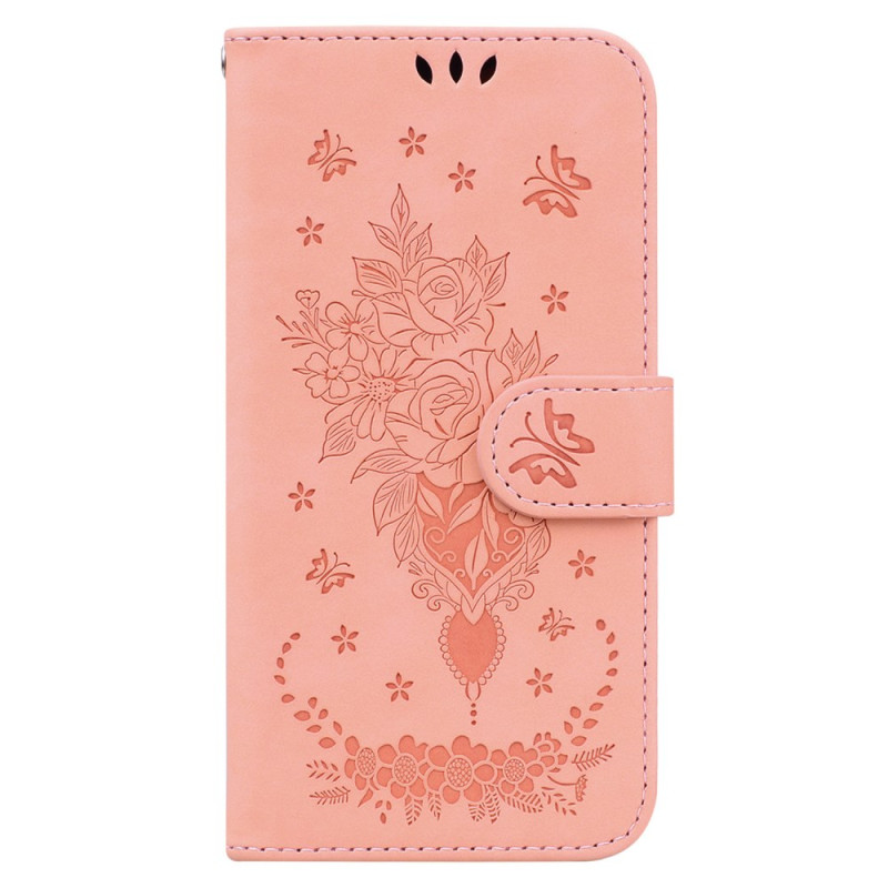 Capa iPhone 16 Rosas com cordão de pescoço