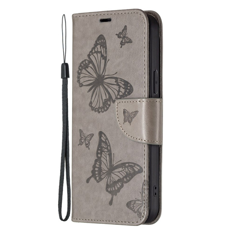 Capa Butterflies para iPhone 16 com cordão de pescoço