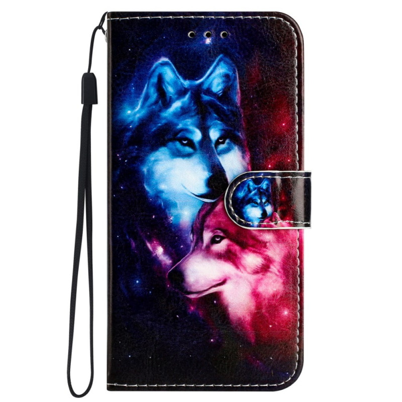 Capa com cordão para iPhone 16 Plus Two Wolves