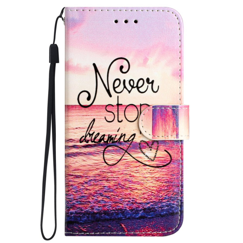 Capa para iPhone 16 Plus Never Stop Dreaming com cordão de pescoço