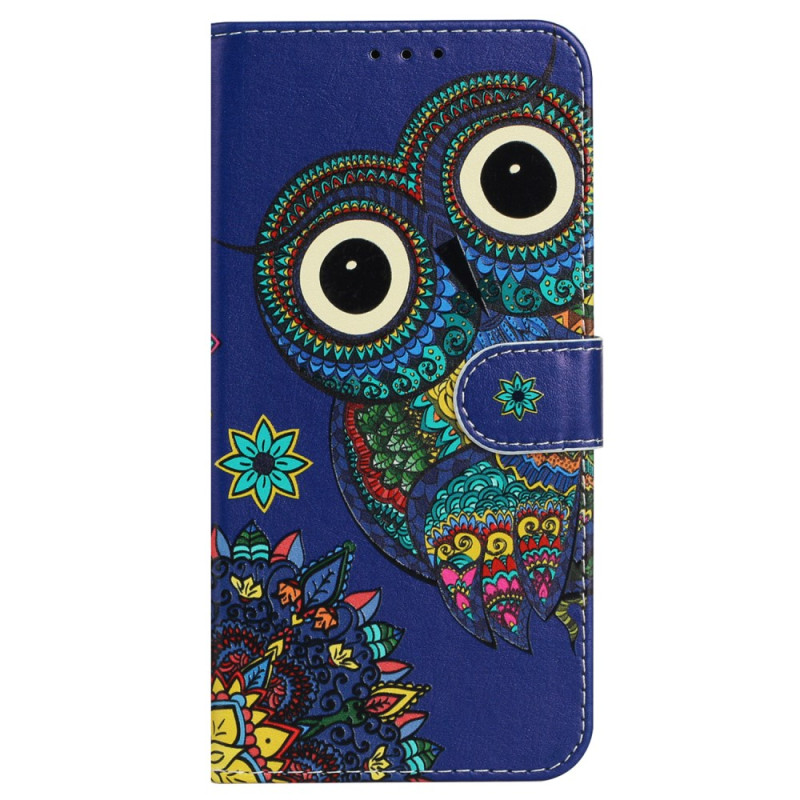 Capa para iPhone 16 Plus Coruja azul com cordão de pescoço